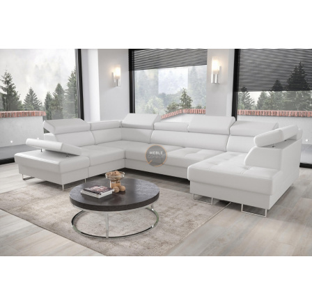 Rohová sedacia súprava GALAXY MAX II s funkciou spania 210x350x165 - biela eko koža, ľavá Rohová sedacia súprava GALAXY MAX II s funkciou spania 210x350x165 - biela eko koža, ľavá