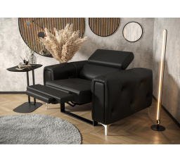 Kreslo ORION, relax prírodná koža - čierna koža