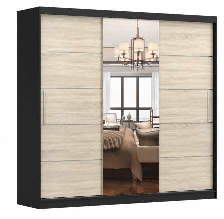 Šatní skriňa MULTI 23, Čierna/Dub Sonoma