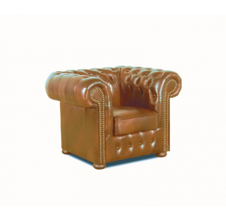 Kreslo Chesterfield Classic 1 koža koňak