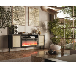 Komoda s možnosťou montáže ku krbu JUTA EF, Čierna matná