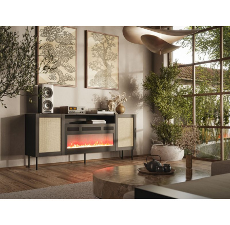 Komoda s možnosťou montáže ku krbu JUTA EF, Čierna matná