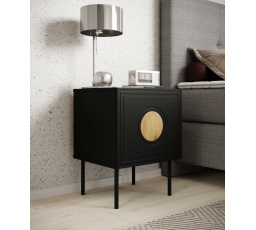 Nočný stolík PALAZZO, matná čierna/dub craft