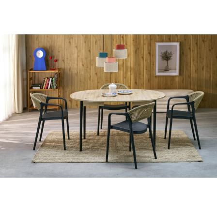 Jedálenský stôl PIVOT, dub artisan/čierna