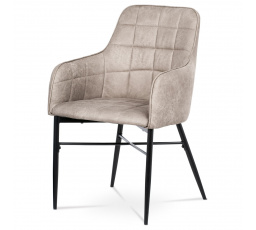 Jedálenská stolička, látkové čalúnenie truffle vo vintage koži, kovová štvornohá podnož