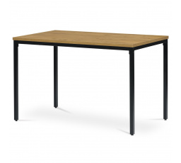 Jedálenský stôl, vrchná doska 120x70 MDF, dyha divoký dub, kovové nohy, čierny lak
