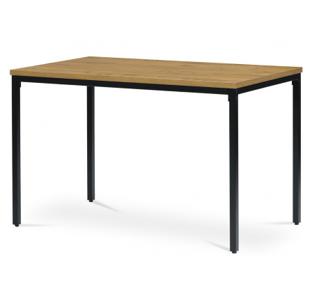 Jedálenský stôl, vrchná doska 120x70 MDF, dyha divoký dub, kovové nohy, čierny lak