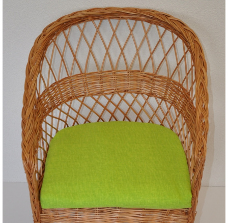Vankúš na kreslo z vŕbového prútia - svetlozelená látka
