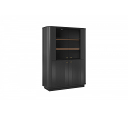 VESPER VITRÍNA 103 4D - čierny MDF / čierny MDF / zlaté úchyty / sokel
