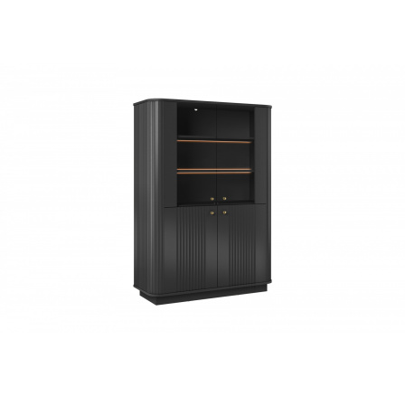 VESPER VITRÍNA 103 4D - čierny MDF / čierny MDF / zlaté úchyty / sokel VESPER VITRÍNA 103 4D - čierny MDF / čierny MDF / zlaté úchyty / sokel