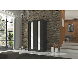 Šatní skriňa KAREN 120, Čierna/Biely Lacobel