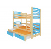 Trojposchodová posteľ s matracmi SORIA Pine+Blue