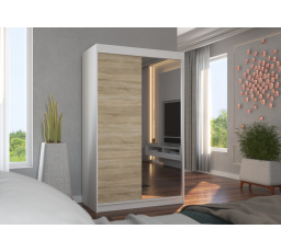 Posuvná skriňa so zrkadlom REWENA 120 Biela+Sonoma