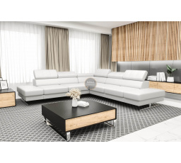 Rohová sedacia súprava EMPORIO MAX 300 x 300 prírodná koža - biela koža