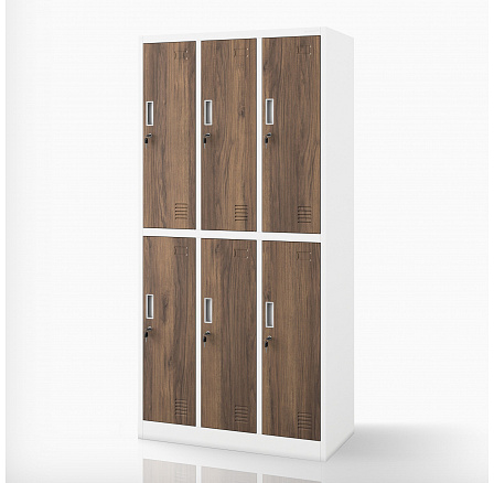 Biela / orechová BHPX sociálna šatníková skriňa 6-dverová: Eco Design IGORT, 900 x 1850 x 450 mm Biela / orechová BHPX sociálna šatníková skriňa 6-dverová: Eco Design IGORT, 900 x 1850 x 450 mm