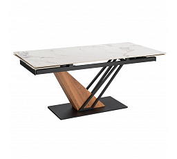 Stôl REX 2 Keramický Rozkladací 180-240 cm Biely Mramor/Dub