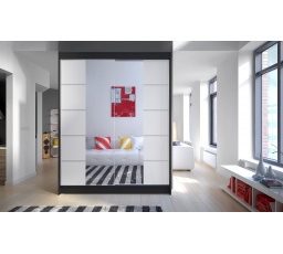 Šatní skriňa CAMILA V 150, Čierna/Biela