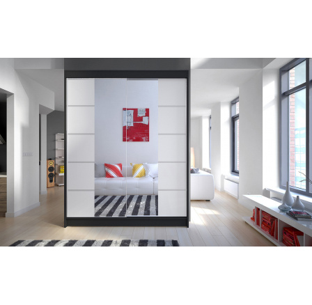 Šatní skriňa CAMILA V 150, Čierna/Biela Šatní skriňa CAMILA V 150, Čierna/Biela