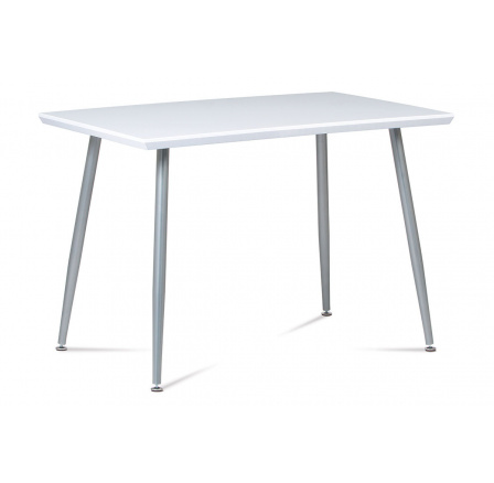 Jedálenský stôl 110x70 cm, MDF vysoký. lesklý biely / sivý lak