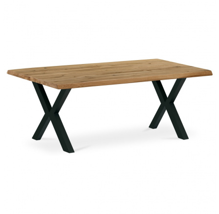 Konferenčný stôl 110x70 cm, dubový masív, rovná hrana, kovová noha "X" 5x5 cm