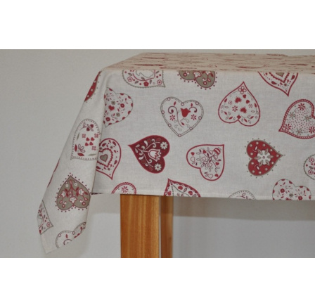 Obrus 120x160 s motívom srdca