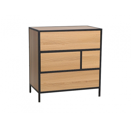 Komoda GEO K4, Dub/Čierna