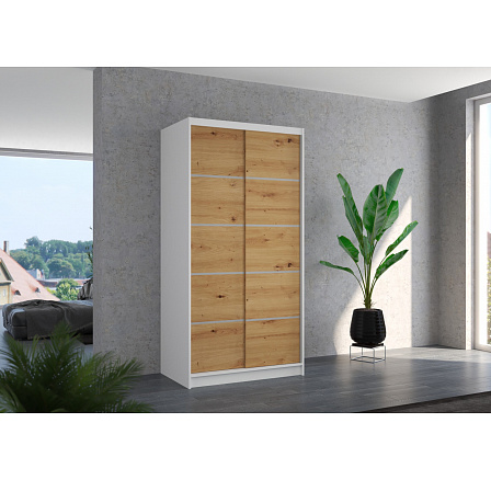 Posuvná skriňa RIVA 100 Biela+Artisan