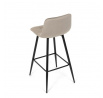 Stolička barová, cappuccino látka, štvornohá kovová podnož, čierny mat