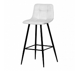 Stolička barová, biela látka, štvornohá kovová podnož, čierny mat