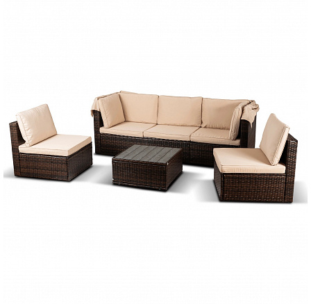 Súprava Záhradného Nábytku CALIENTE Hnedá/Béžová