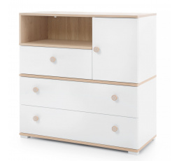 Komoda ZOYA ZY4, Dub piškótový/Biela Lux