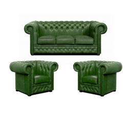 Sedacia súprava Chesterfield Lord 3+1+1 koža zelená