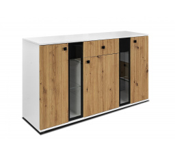 Komoda SILOS, Biela/Dub artisan/Melamín