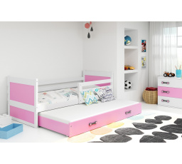 Posteľ s prístelkou Riky II 90x200 biela/ružová