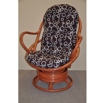 Ratanové otočné hojdacie kreslo Helsinki Cognac Cushion Bubbles