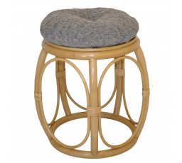 Ratanová taburetka široká medová polster matylda sivý