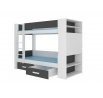 Dvojlôžková poschodová posteľ GARET 200x90 Biela+Antracit