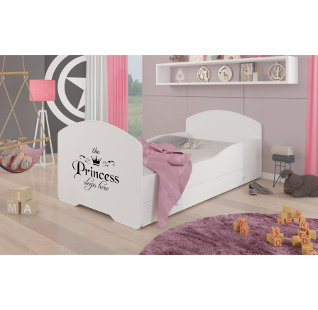 PEPE PRINCESS BLACK 160x80 Biela posteľ s matracom a zásuvkou
