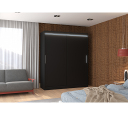 Posuvná skriňa s LED osvetlením LINCOLN 180 Čierna+Čierna