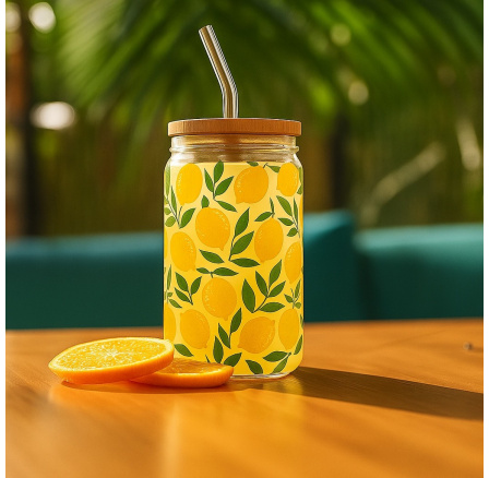 Pohár s viečkom a slamkou Soleo 530ml citróny Pohár s viečkom a slamkou Soleo 530ml citróny