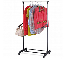 Vešiak na oblečenie s úložným priestorom a otočnými závesmi, čierny, kov / plast, chróm