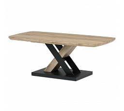 Stôl konferenčný 120x60, MDF doska, 3D dekor dub san remo, kovové nohy, čierny lak.