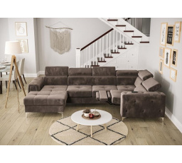 Rohová sedacia súprava ORION MAX III, relax s funkciou spania 165x320x190 cm - hnedá, pravá