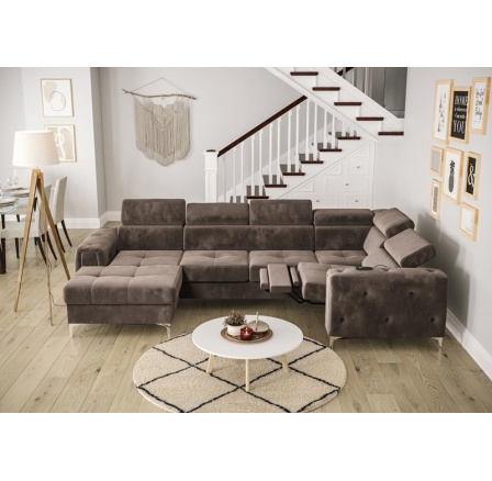 Rohová sedacia súprava ORION MAX III, relax s funkciou spania 165x320x190 cm - hnedá, pravá Rohová sedacia súprava ORION MAX III, relax s funkciou spania 165x320x190 cm - hnedá, pravá