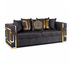 Sofa PALLAZO 3S Trojmiestna Čierna/Zlatá