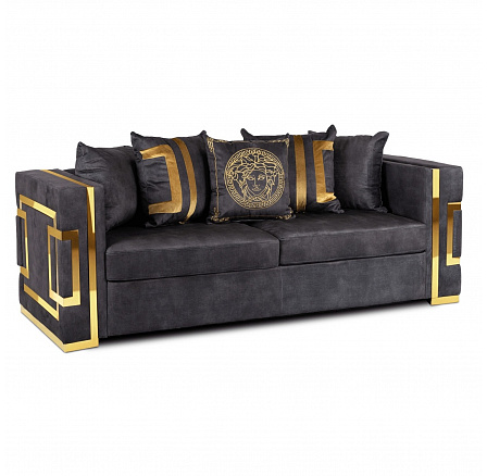 Sofa PALLAZO 3S Trojmiestna Čierna/Zlatá