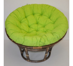 Ratanový papasan 110 cm hnedý vankúš svetlozelené odlesky