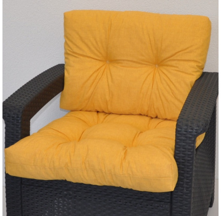 Poduška na kreslo z umelého ratanu - látka žltý melír