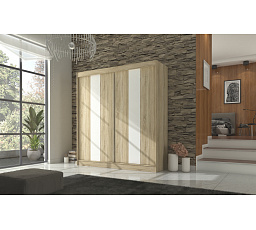 Šatní skriňa s posuvnými dverami s lacobelom KAREN 200 Sonoma+White Lacobel