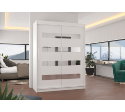 Posuvná skriňa so zrkadlom BALTIC 150 Biela+Biela